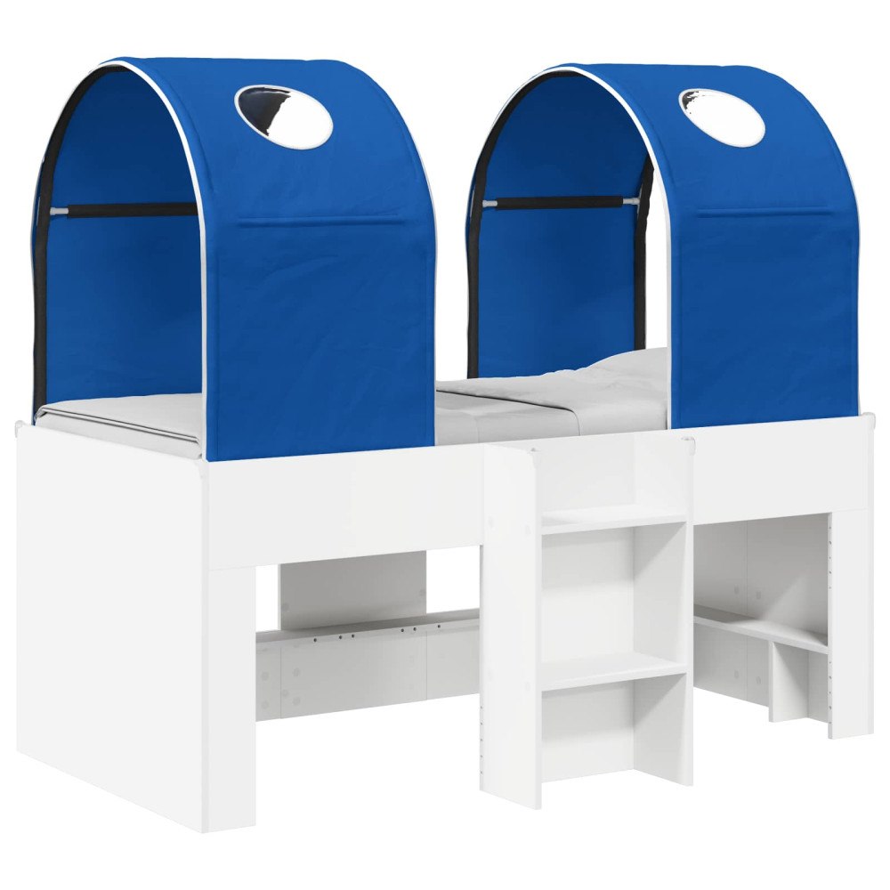 vidaXL Säng med Tunnel 4 pcs Vit och blå Konstruerat trä
