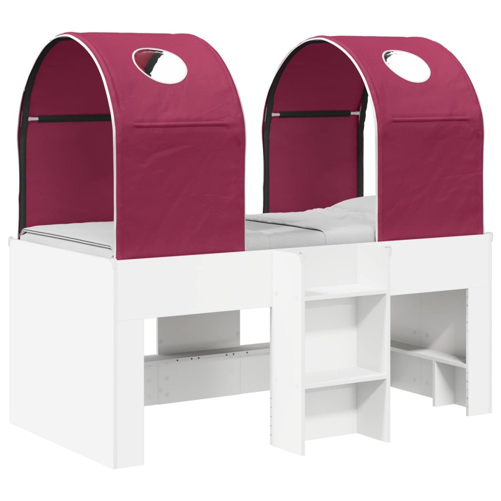 vidaXL Säng med Tunnel 4 pcs Vit och röd Konstruerat trä