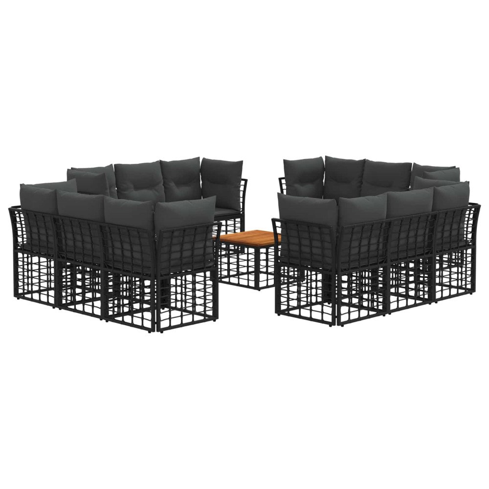 vidaXL Utomhussoffset 13 pcs Svart och Mörkgrå Polyester