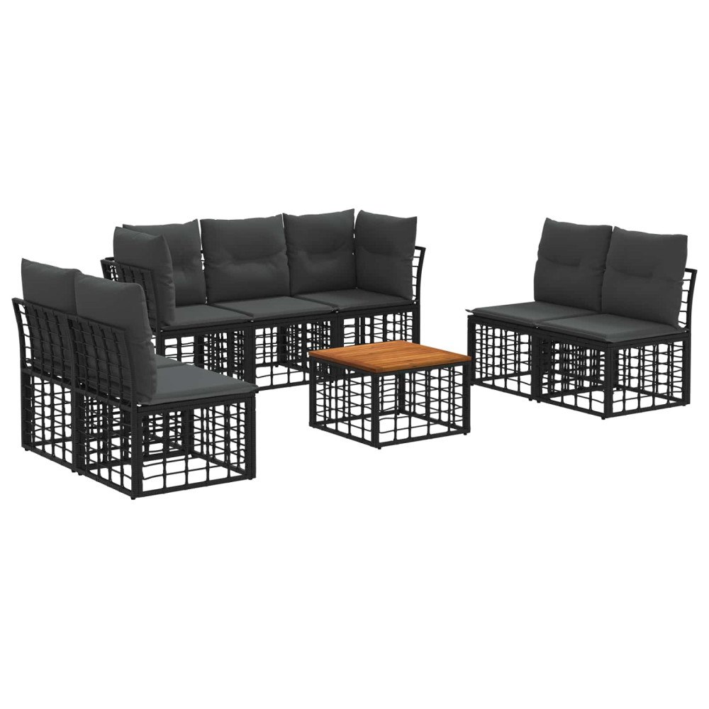 vidaXL Utomhussoffset 8 pcs Svart och Mörkgrå Polyester