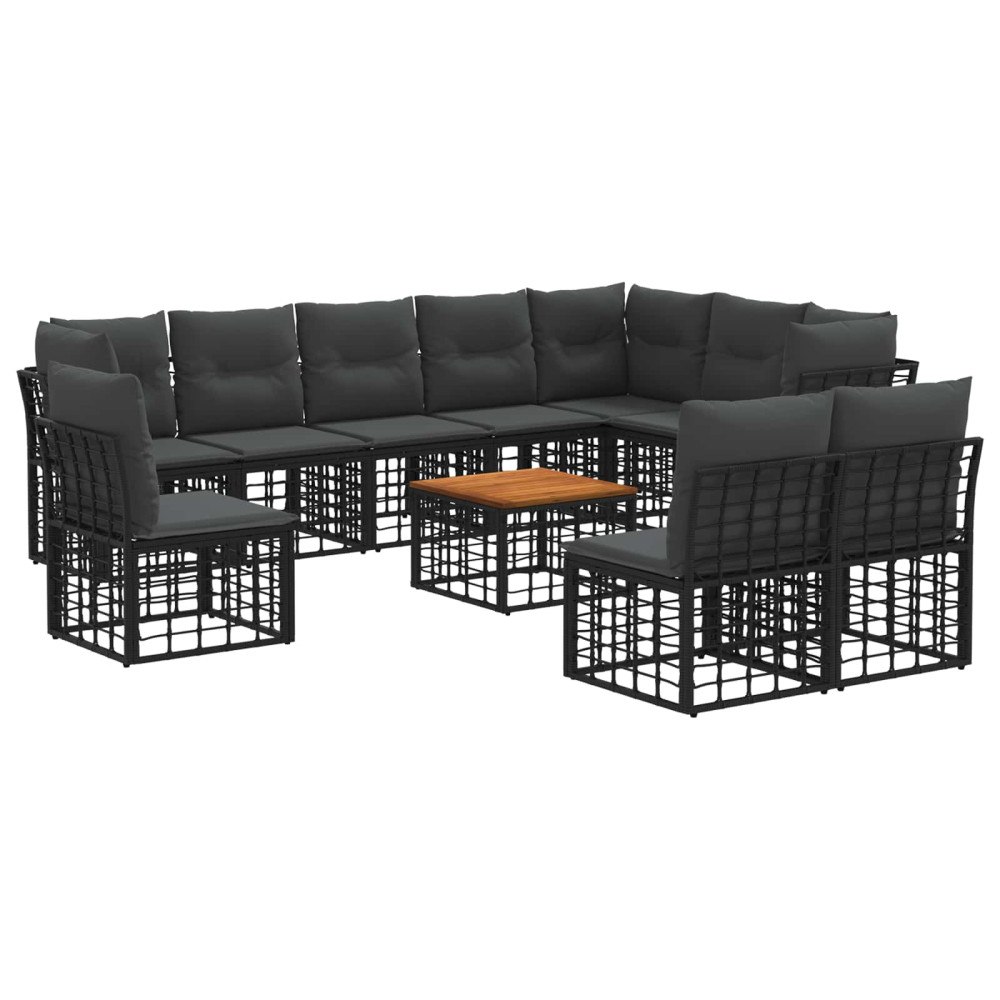 vidaXL Utomhussoffset 11 pcs Svart och Mörkgrå Polyester