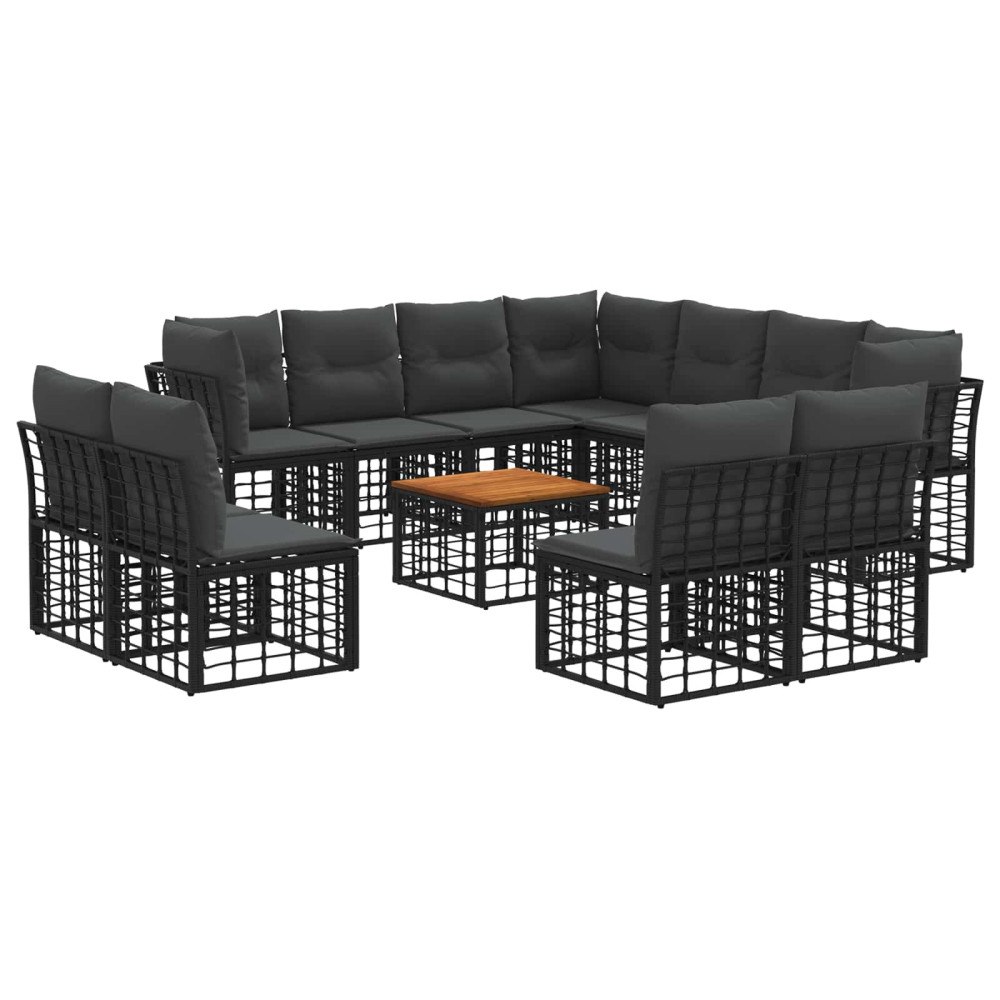 vidaXL Utomhussoffset 12 pcs Svart och Mörkgrå Polyester