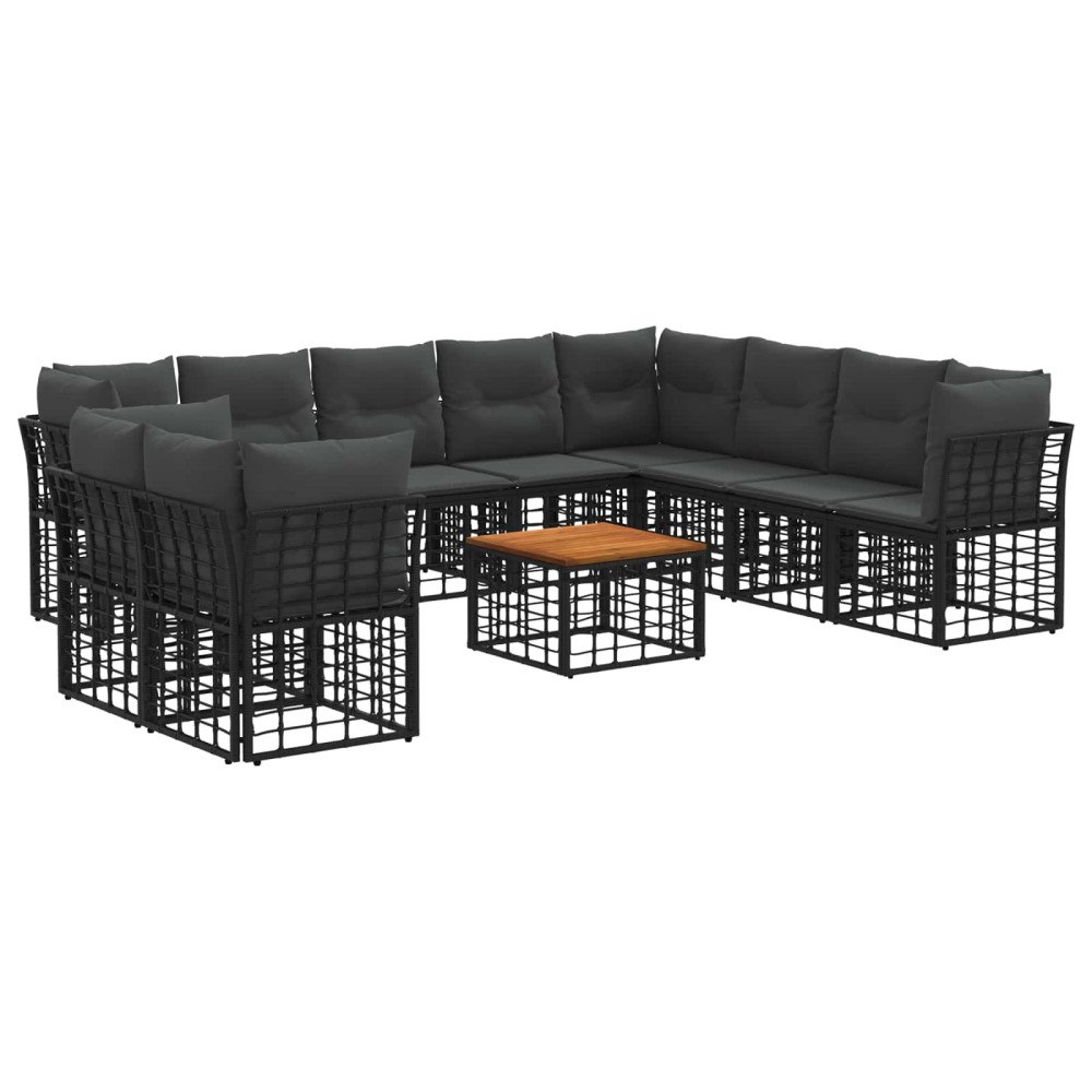 vidaXL Utomhussoffset 11 pcs Svart och Mörkgrå Polyester
