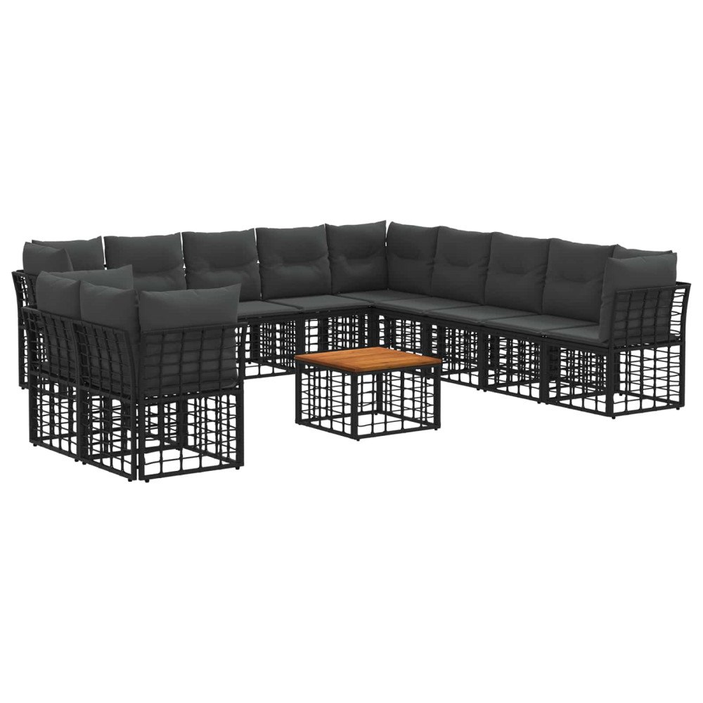 vidaXL Utomhussoffset 12 pcs Svart och Mörkgrå Polyester