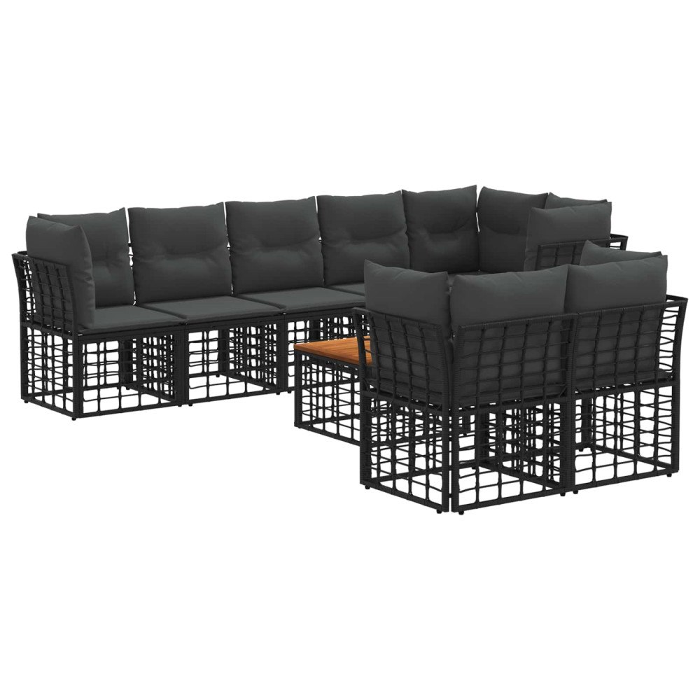 vidaXL Utomhussoffset 9 pcs Svart och Mörkgrå Polyester