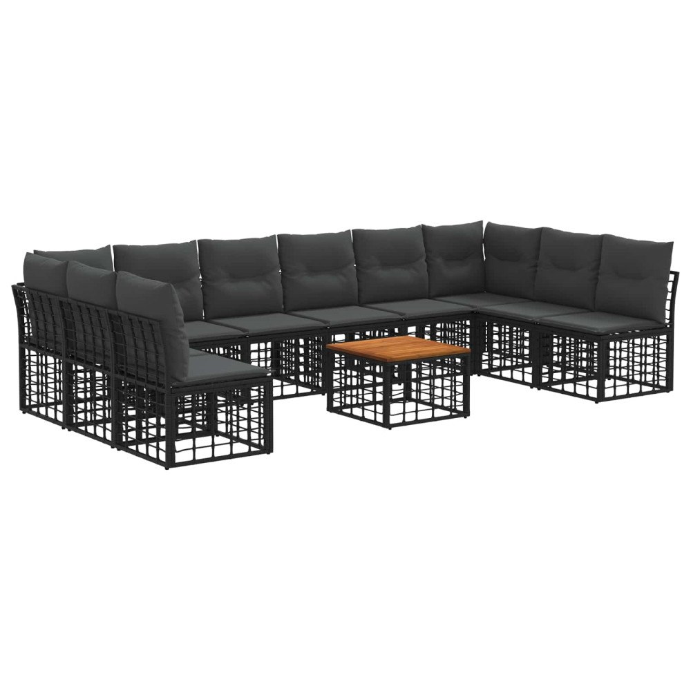 vidaXL Utomhussoffset 11 pcs Svart och Mörkgrå Polyester