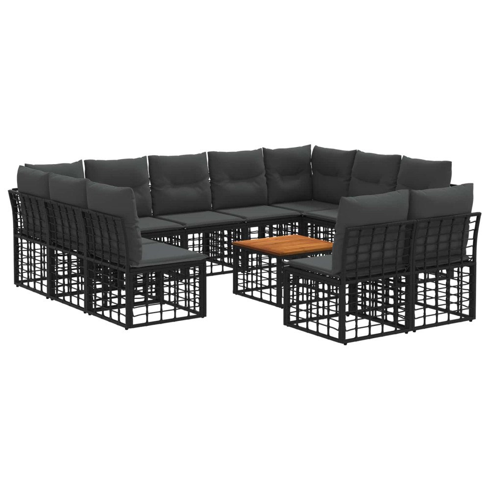 vidaXL Utomhussoffset 12 pcs Svart och Mörkgrå Polyester