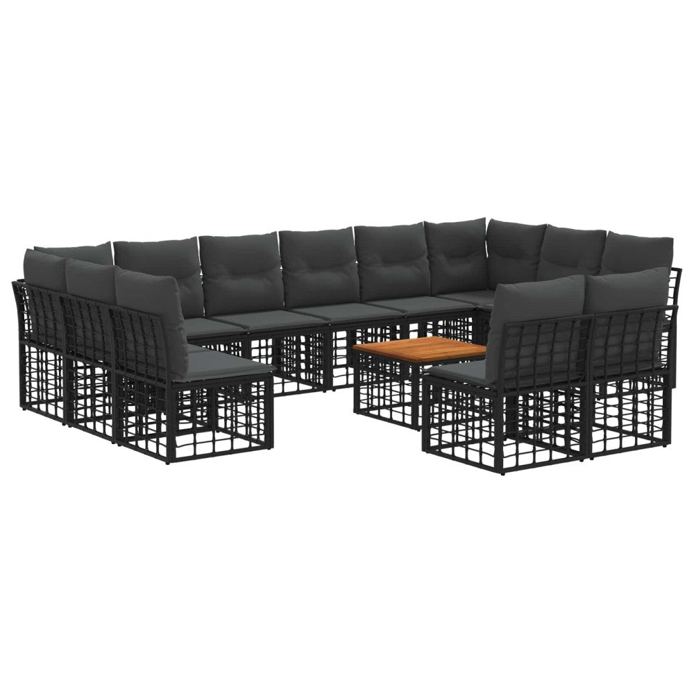 vidaXL Utomhussoffset 13 pcs Svart och Mörkgrå Polyester
