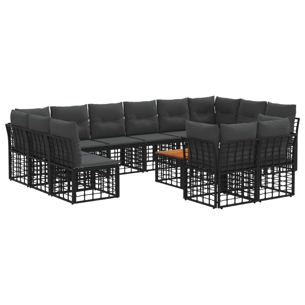vidaXL Utomhussoffset 13 pcs Svart och Mörkgrå Polyester
