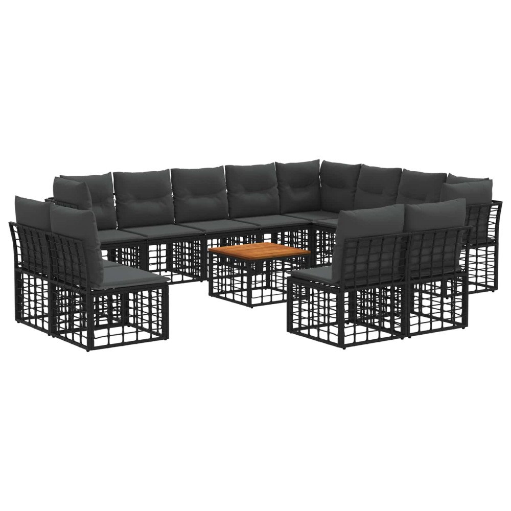 vidaXL Utomhussoffset 13 pcs Svart och Mörkgrå Polyester