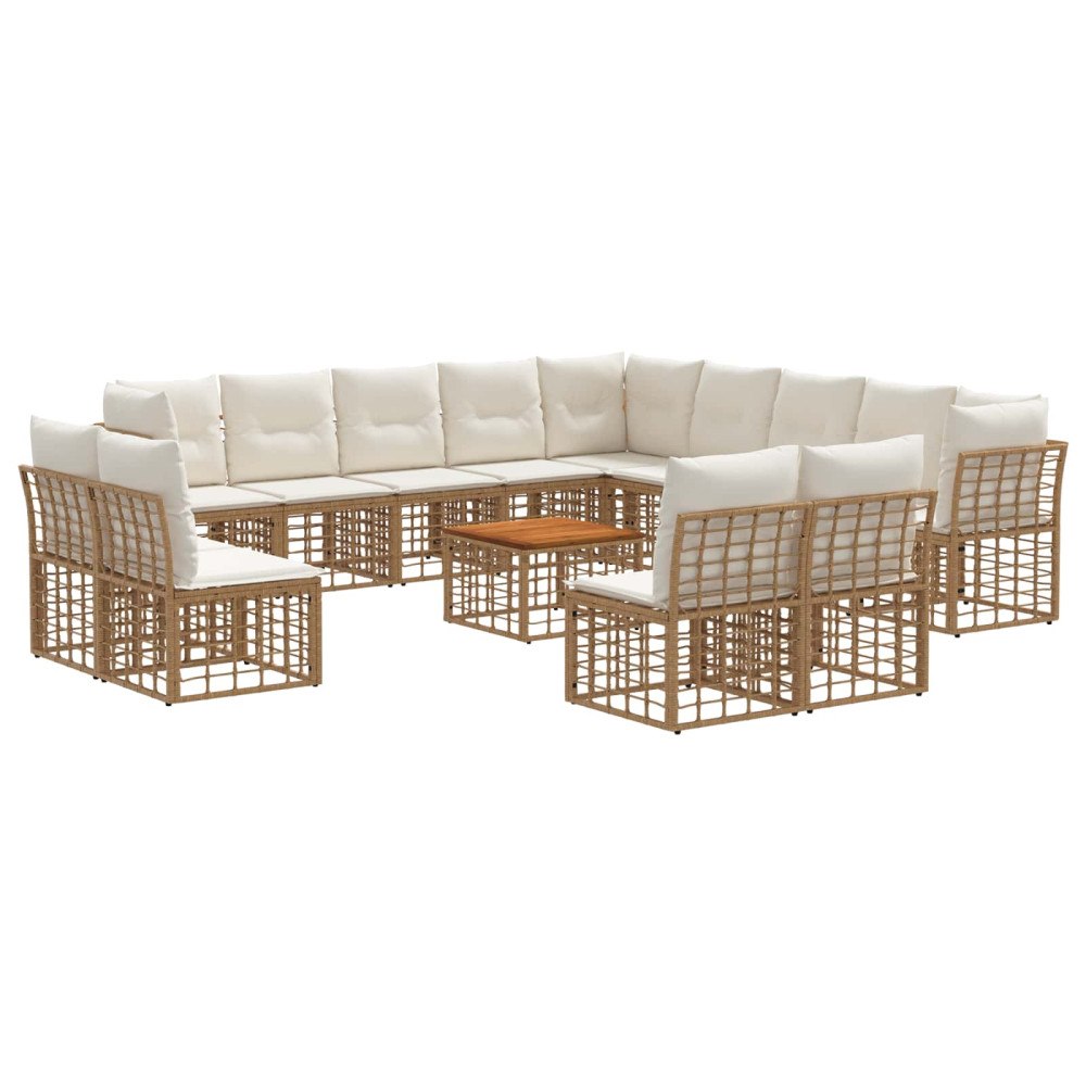 vidaXL Utomhussoffset 14 pcs Naturlig och Creamvit Polyester
