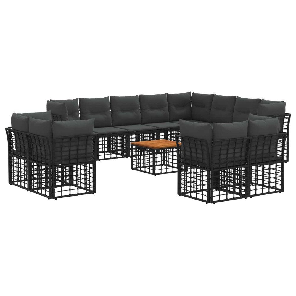 vidaXL Utomhussoffset 13 pcs Svart och Mörkgrå Polyester