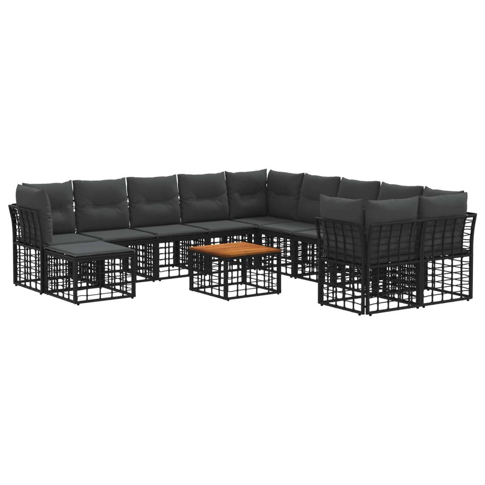 vidaXL Utomhussoffset 12 pcs Svart och Mörkgrå Polyester