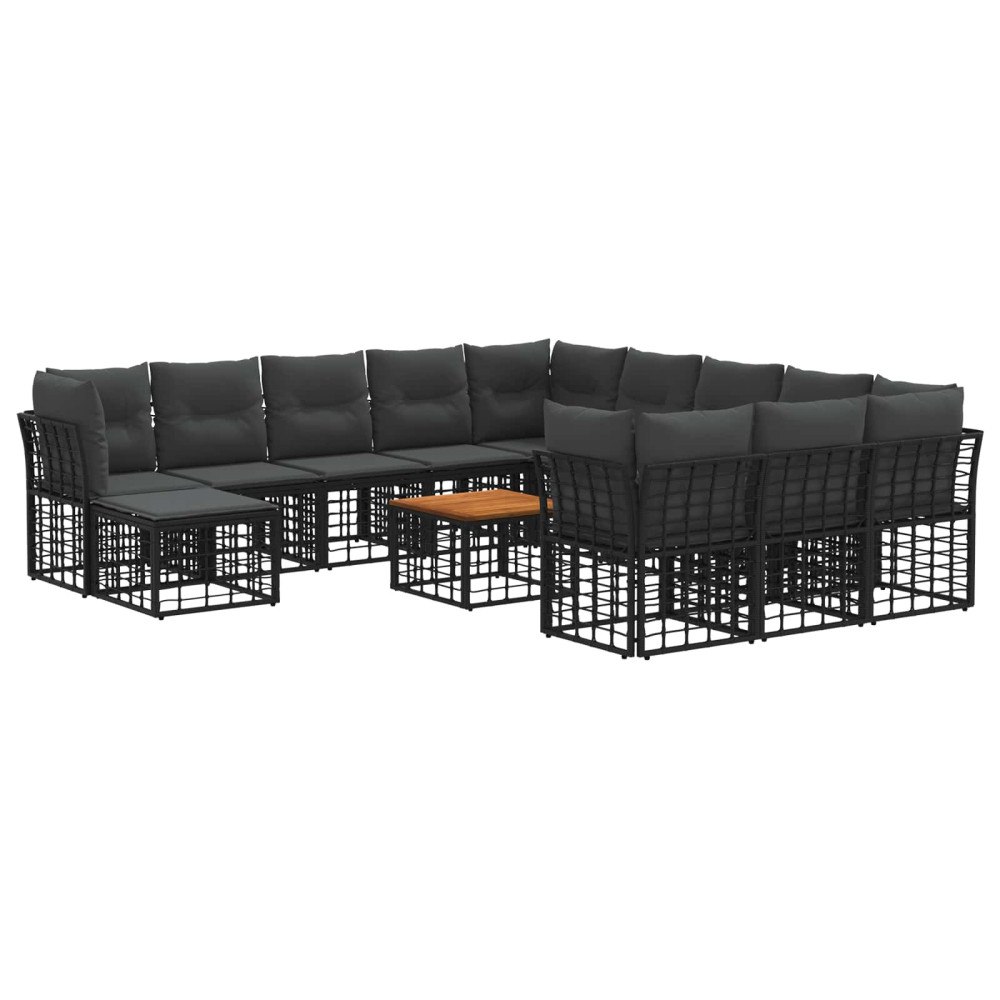 vidaXL Utomhussoffset 13 pcs Svart och Mörkgrå Polyester