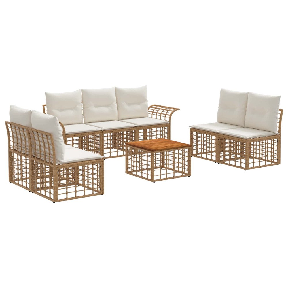 vidaXL Utomhussoffset 8 pcs Naturlig och Creamvit Polyester