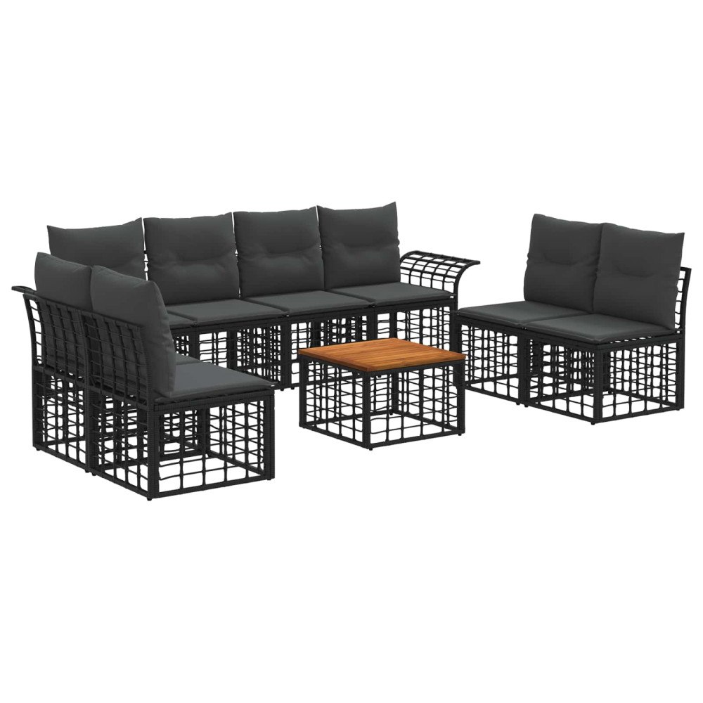 vidaXL Utomhussoffset 9 pcs Svart och Mörkgrå Polyester