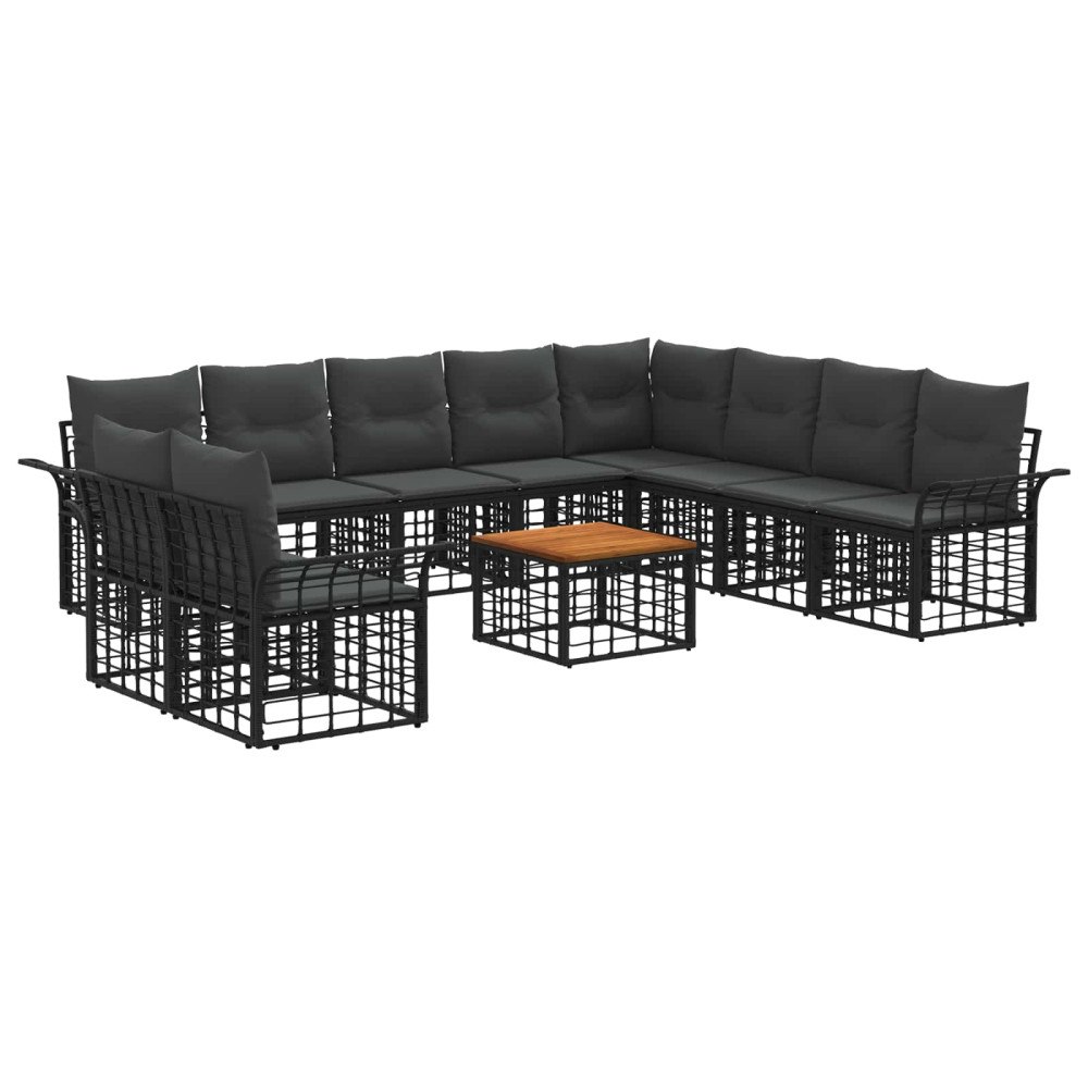 vidaXL Utomhussoffset 11 pcs Svart och Mörkgrå Polyester