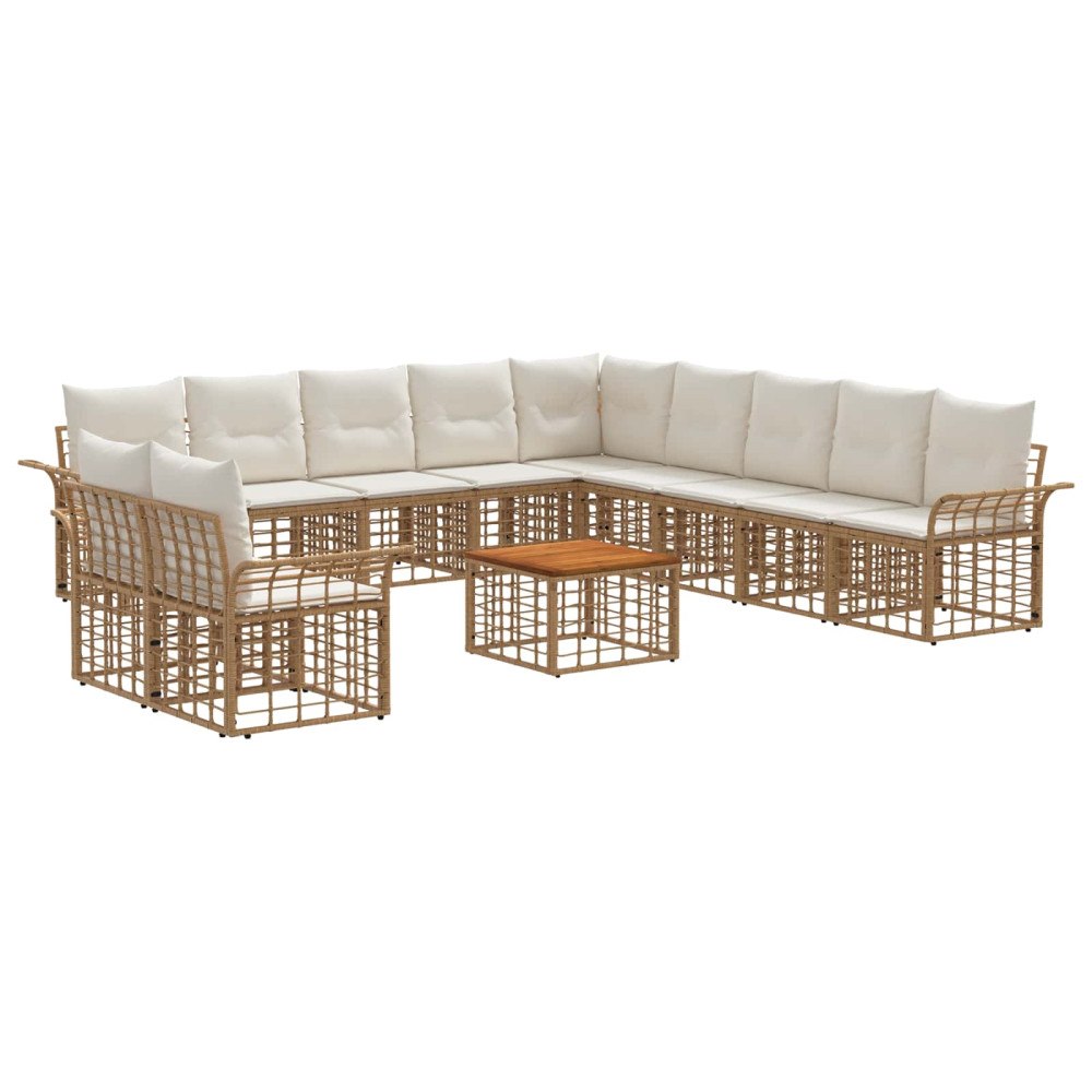vidaXL Utomhussoffset 12 pcs Naturlig och Creamvit Polyester