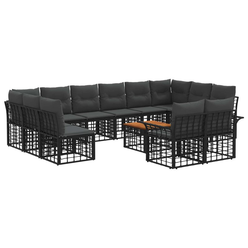 vidaXL Utomhussoffset 13 pcs Svart och Mörkgrå Polyester