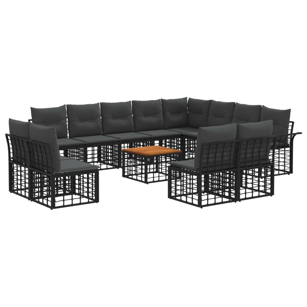 vidaXL Utomhussoffset 13 pcs Svart och Mörkgrå Polyester