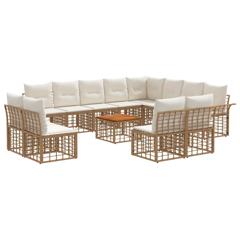vidaXL Utomhussoffset 13 pcs Naturlig och Creamvit Polyester