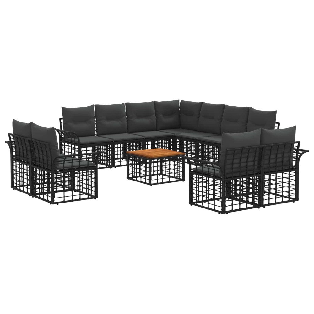 vidaXL Utomhussoffset 12 pcs Svart och Mörkgrå Polyester