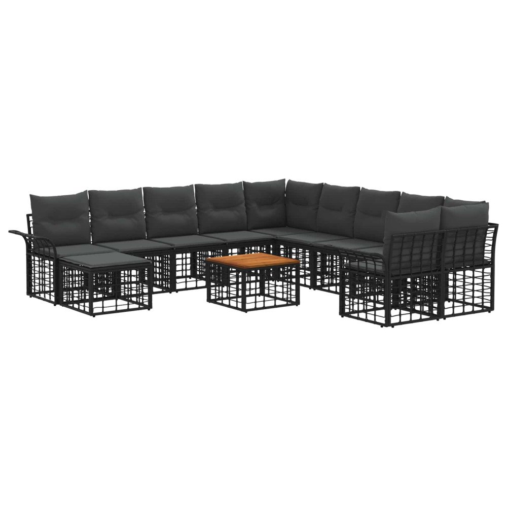 vidaXL Utomhussoffset 12 pcs Svart och Mörkgrå Polyester