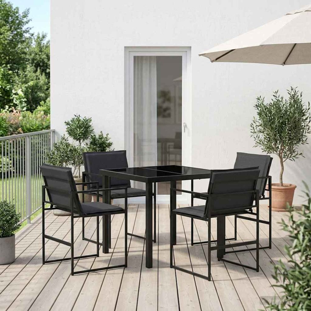 vidaXL Trädgårdsmöbelset 5 pcs Svart och Mörkgrå 80 x 80 x 73 cm