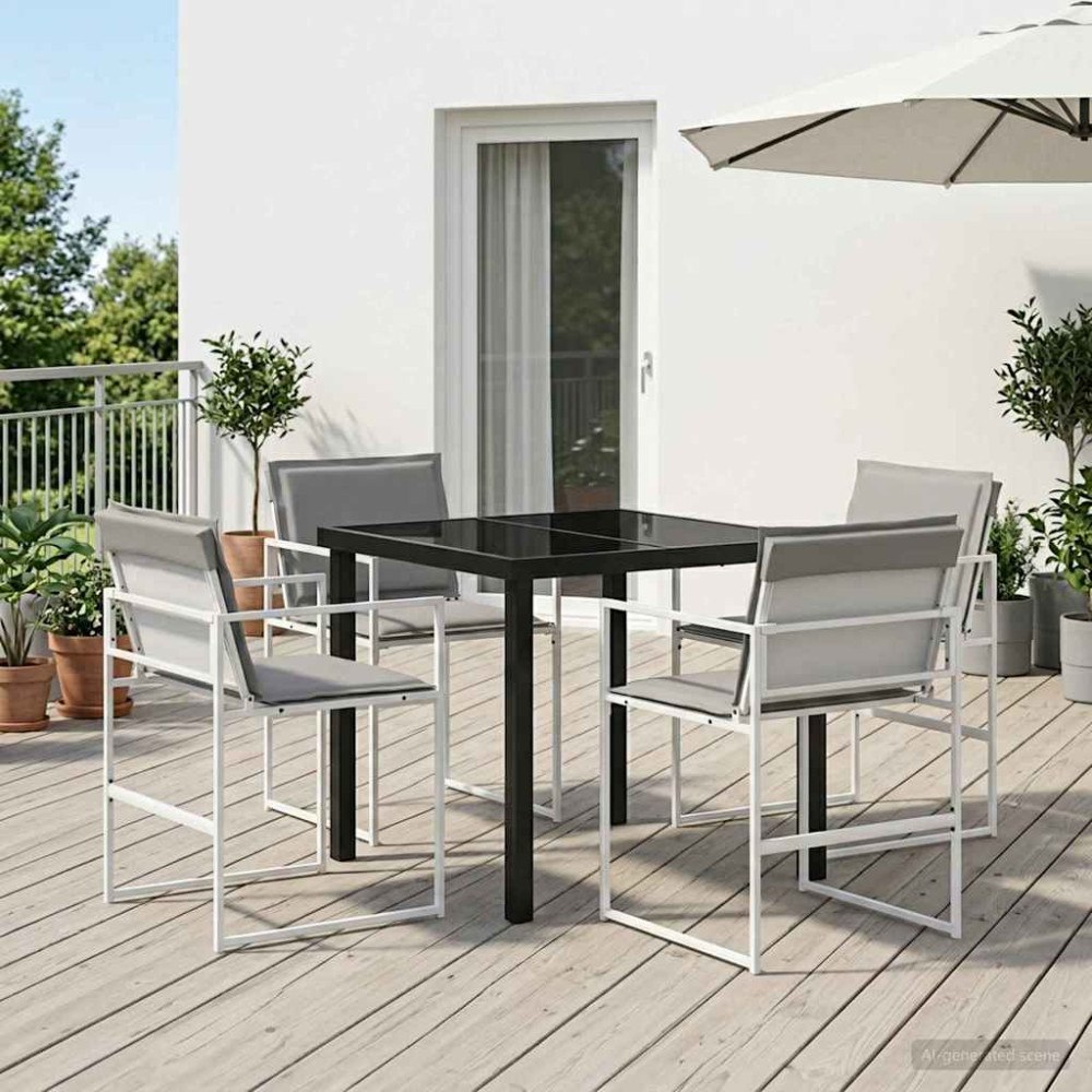 vidaXL Trädgårdsmöbelset 5 pcs Vit och ljusgrå 80 x 80 x 73 cm