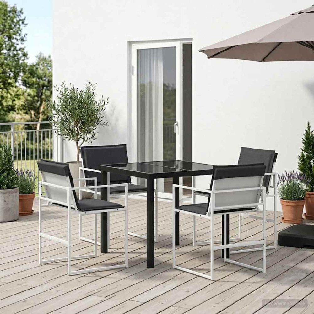 vidaXL Trädgårdsmöbelset 5 pcs Vit och antracit 80 x 80 x 73 cm