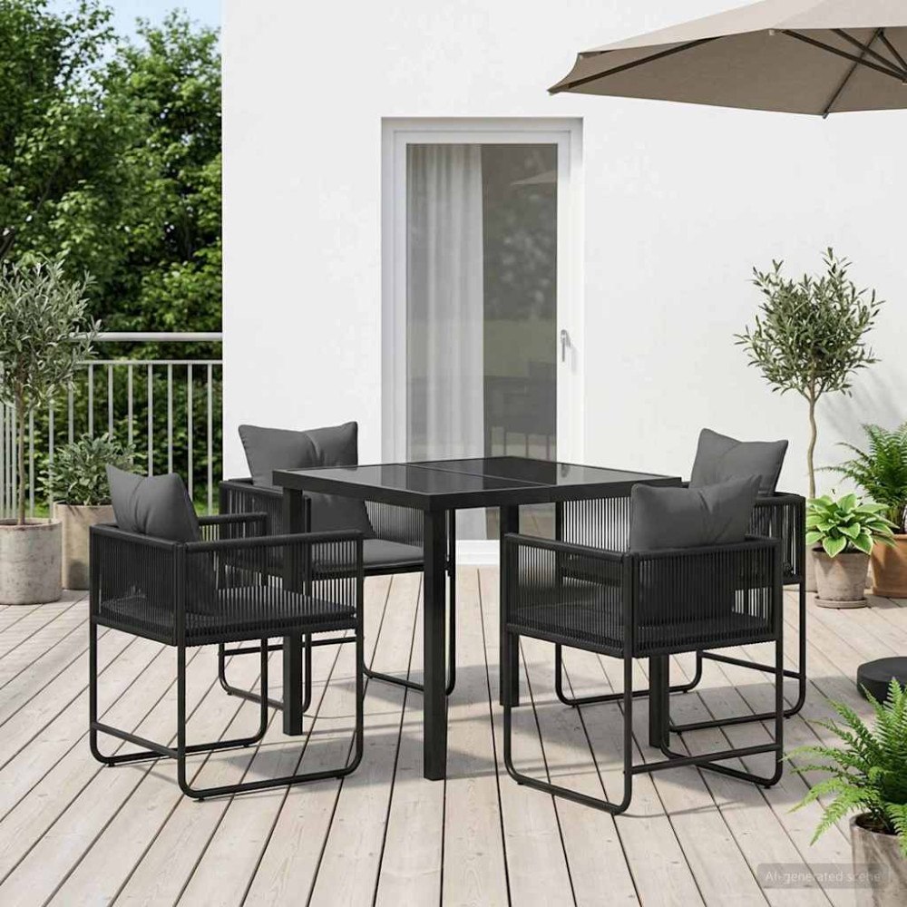 vidaXL Trädgårdsmöbelset 5 pcs Svart och Anthracit 80 x 80 x 73 cm