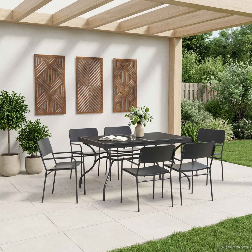 vidaXL Utbyggbart Mesh Matbord Antracit 212 x 90 x 76 cm Stål