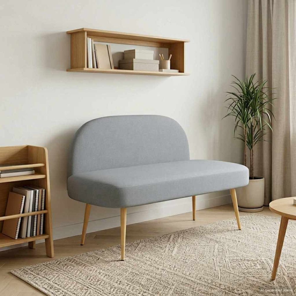 vidaXL Klädd bänk med ryggstöd Ljusgrå 110 x 60 x 76 cm Polyester