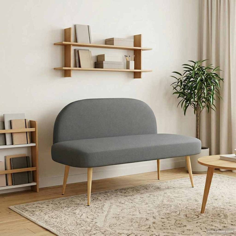 vidaXL Klädd bänk med ryggstöd Mörkgrå 110 x 60 x 76 cm Polyester