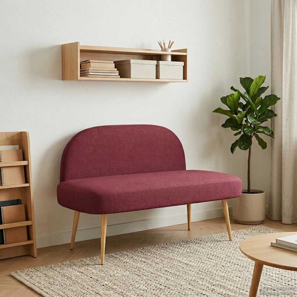 vidaXL Klädd bänk med ryggstöd Vinröd 110 x 60 x 76 cm Polyester