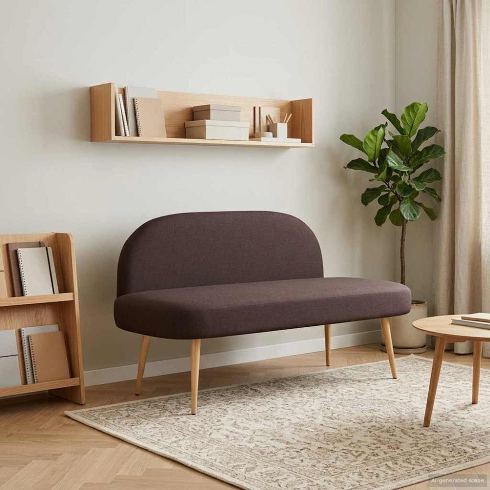 vidaXL Klädd bänk med ryggstöd Mörkbrun 110 x 60 x 76 cm Polyester