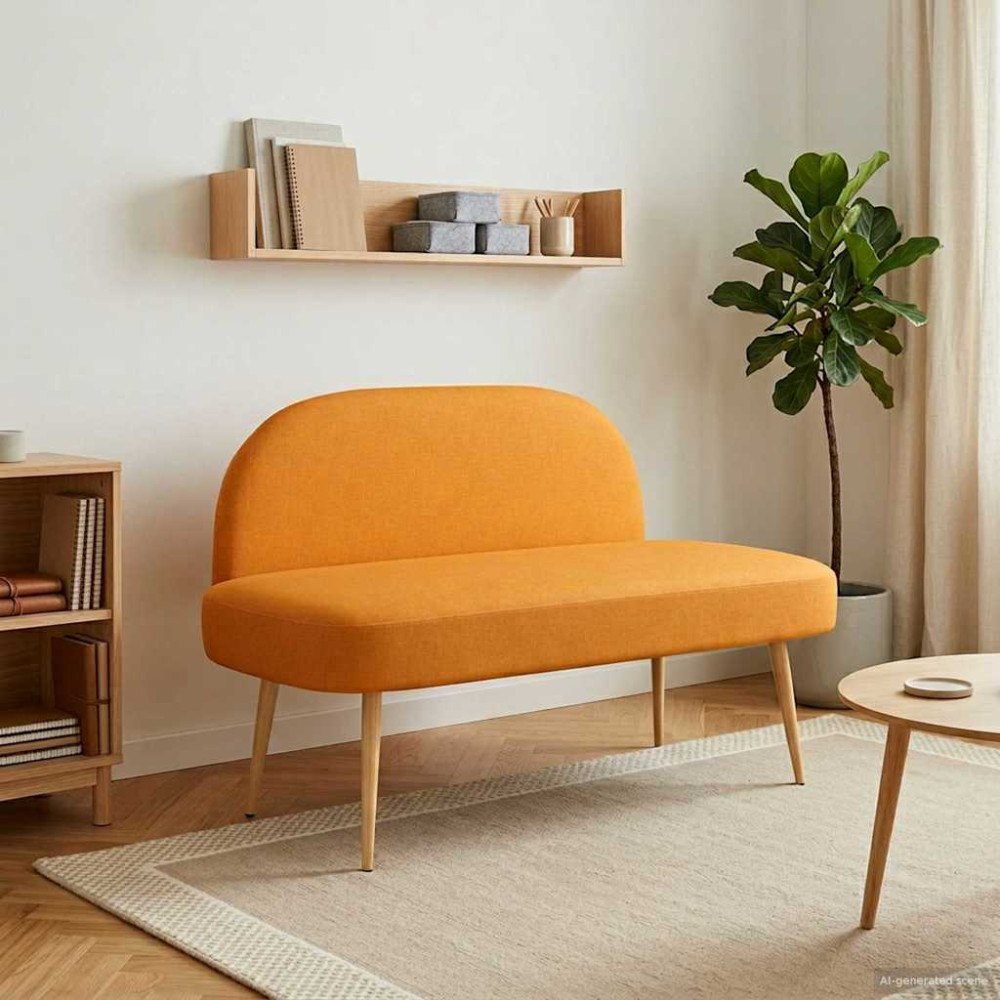 vidaXL Klädd bänk med ryggstöd Mörk gul 110 x 60 x 76 cm Polyester