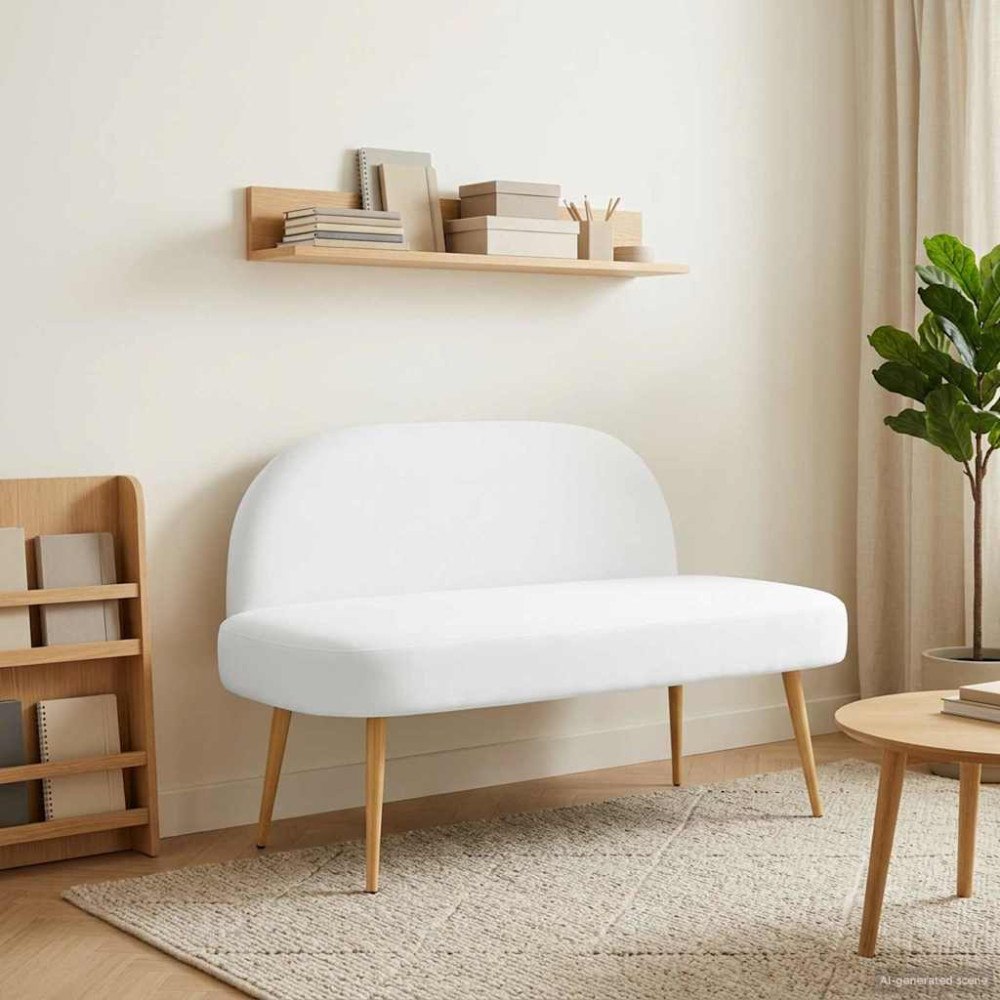 vidaXL Klädd bänk med ryggstöd Vit 110 x 60 x 76 cm Polyester