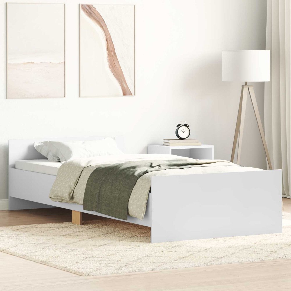 vidaXL Sängram med huvudgavel Vit 80 x 200 cm Konstruerat trä
