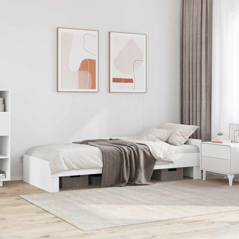 vidaXL Sängram med huvudgavel Vit 80 x 200 cm Konstruerat trä