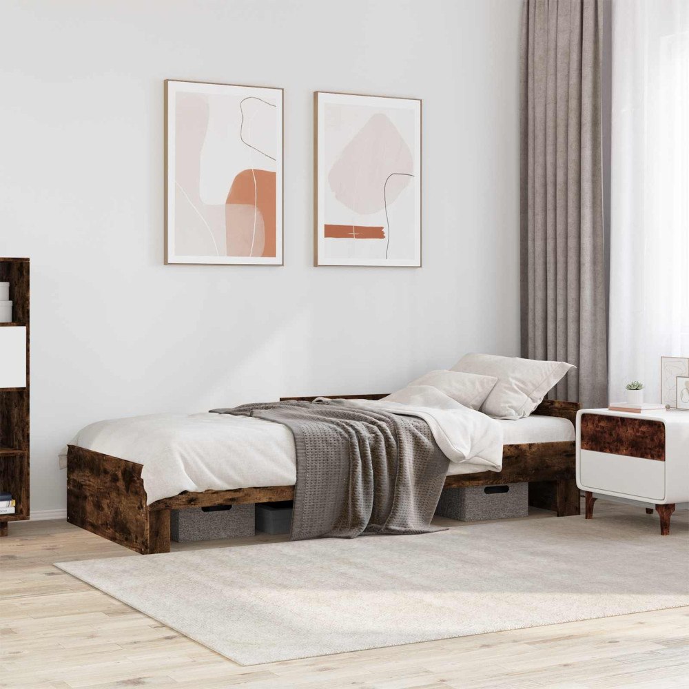 vidaXL Sängram med huvudgavel Rökt ek 80 x 200 cm Konstruerat trä