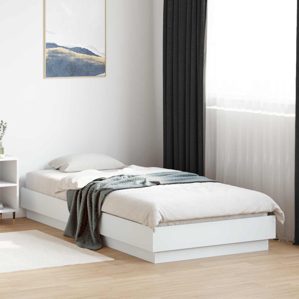vidaXL Golvsängsram Vit 80 x 200 cm Konstruerat trä