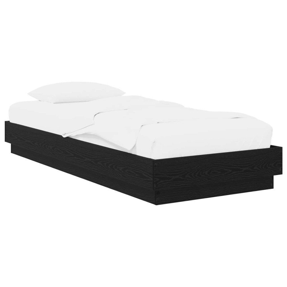 vidaXL Golvsängsram Svart ek 80 x 200 cm Konstruerat trä