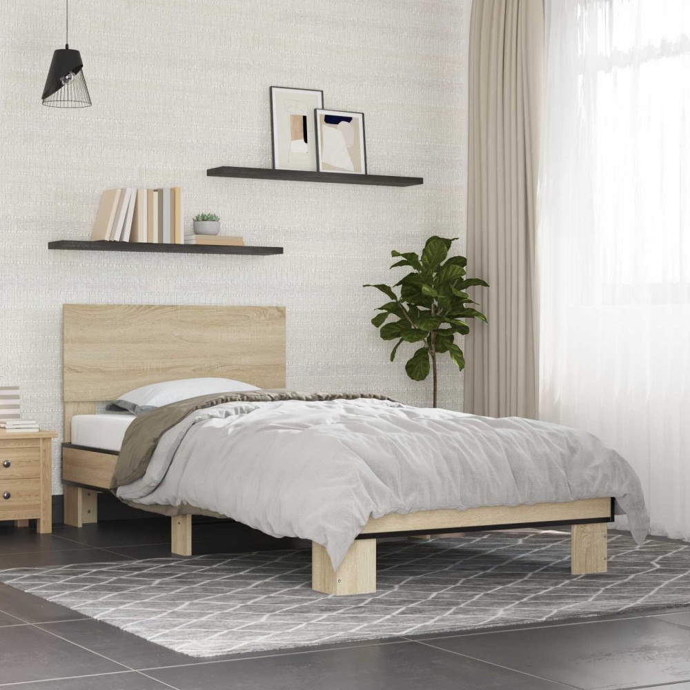 vidaXL Sängram med huvudgavel Sonoma-ek 80 x 200 cm Konstruerat trä