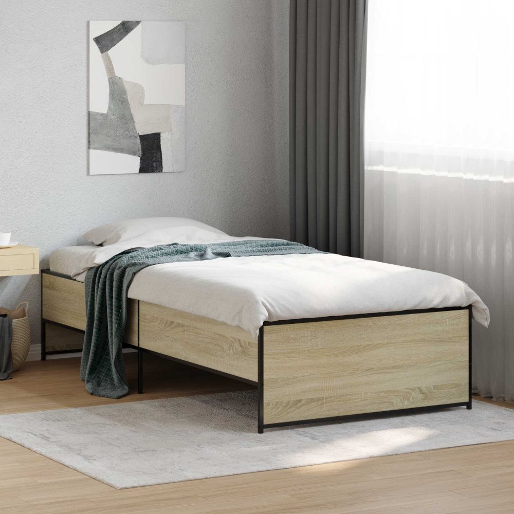 vidaXL Sängram Sonoma-ek 80 x 200 cm Konstruerat trä