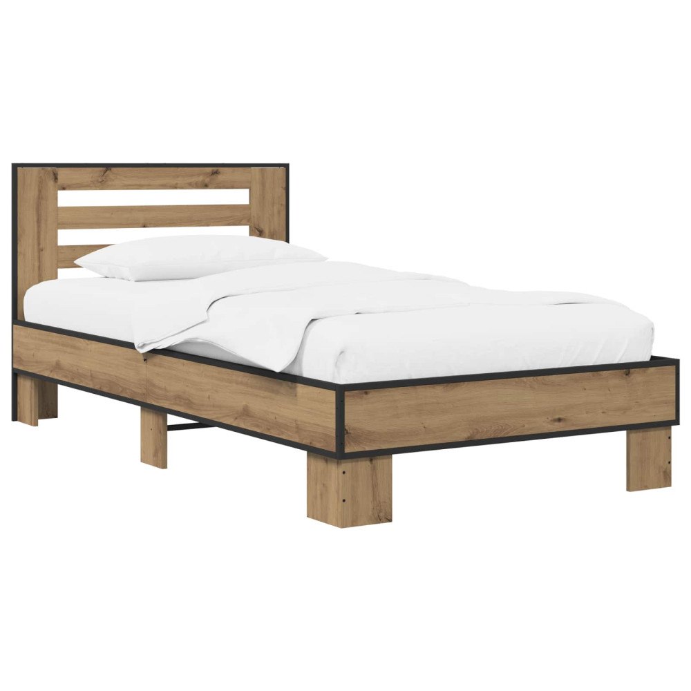 vidaXL Sängram med huvudgavel Artisan-ek 80 x 200 cm Konstruerat trä