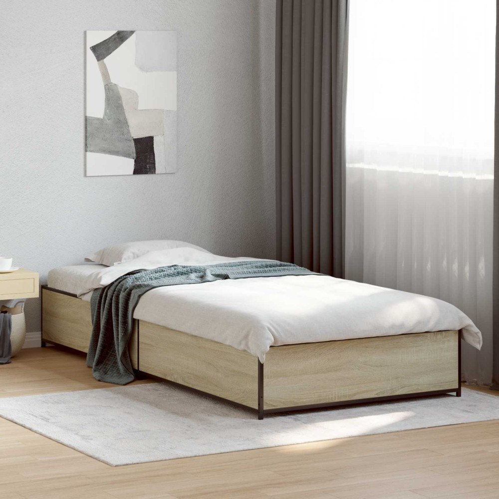 vidaXL Sängram Sonoma-ek 80 x 200 cm Konstruerat trä