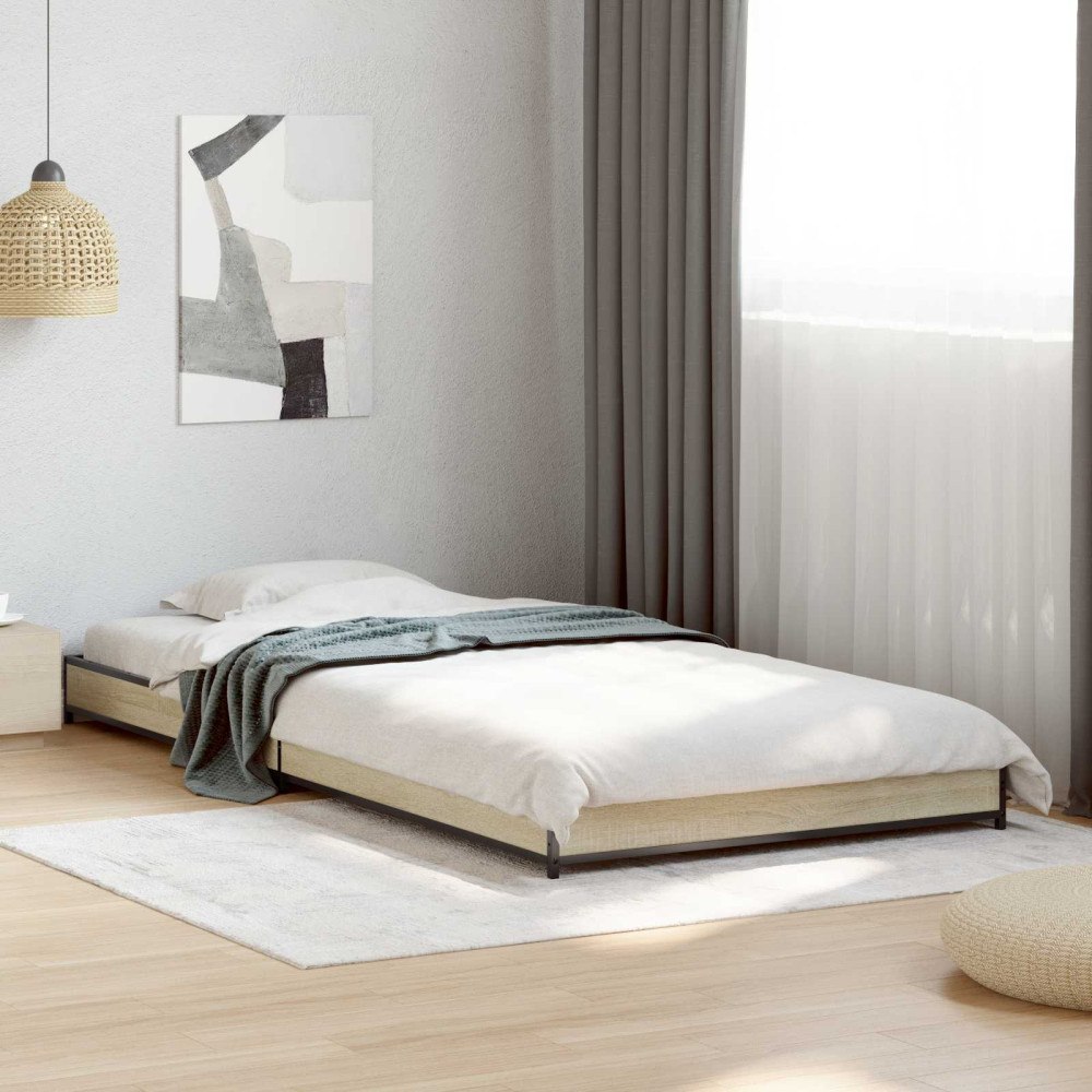 vidaXL Sängram Sonoma-ek 80 x 200 cm Konstruerat trä