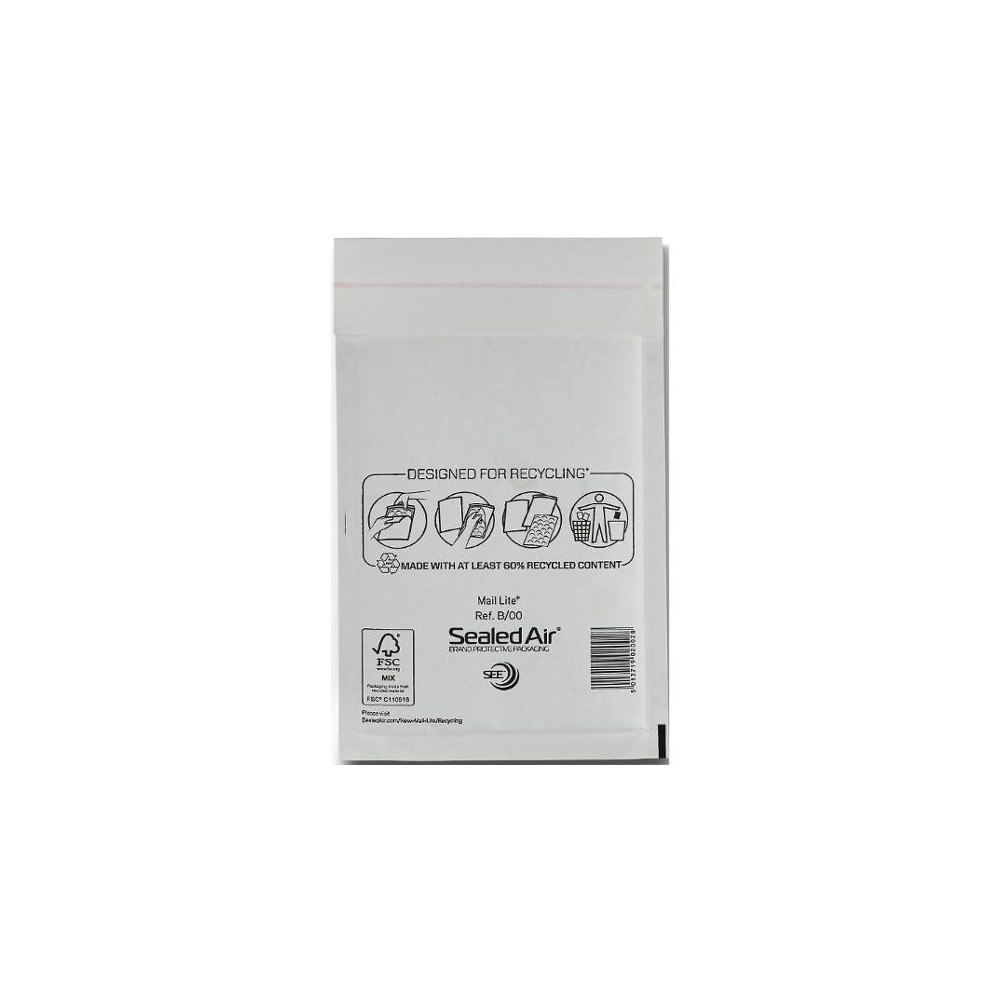 Sealed Air Bubbelpåse B/00 120x210mm vit 200/fp