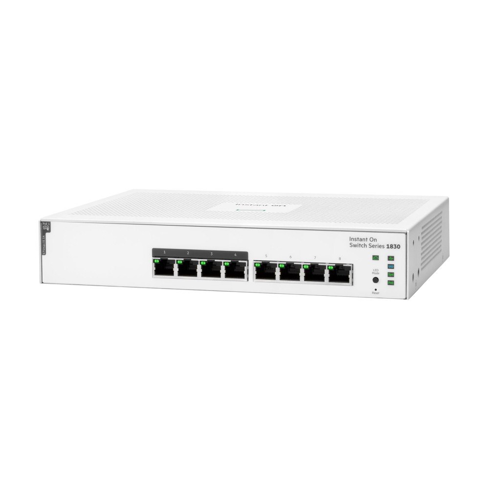 Hewlett Packard Enterprise HPE Networking Instant On 1830 8G 4p Class4 PoE 65W Switch - switch - 8 portar - smart - rackmonterbar
